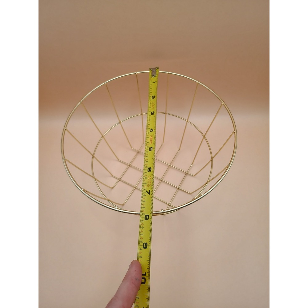 Gold Wire Basket Round Decorative Metal Fruit Bowl Minimalist Storage 8 Inch - Picture 3 of 4